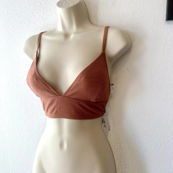 Roxy NWT XL Bikini Top Coconut Crew Tank Swim Top Pink Neutral Shimmer‎ - Picture 4 of 10
